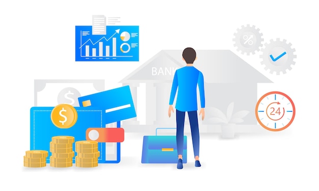 Modern flat style banking and finance illustration