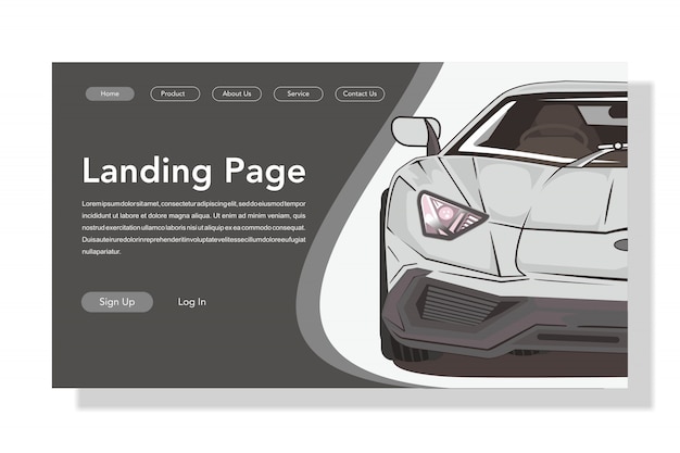 Modern flat style car landing page illustration