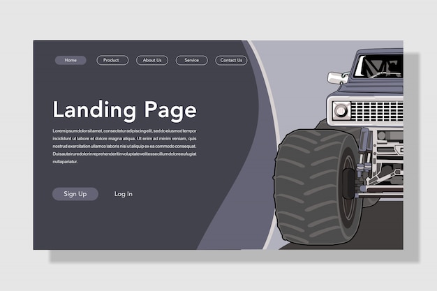 Vector modern flat style car landing page illustration