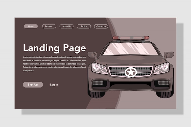 Modern flat style car landing page illustration