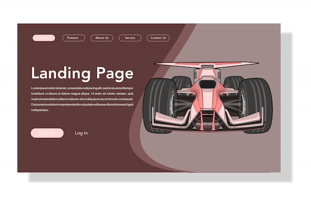 Vector modern flat style car landing page illustration