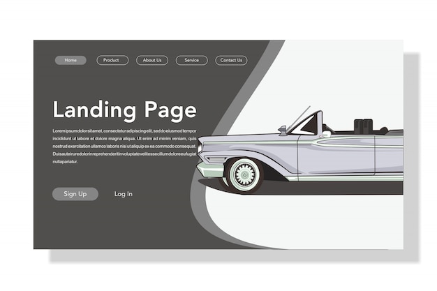 Vector modern flat style car landing page illustration