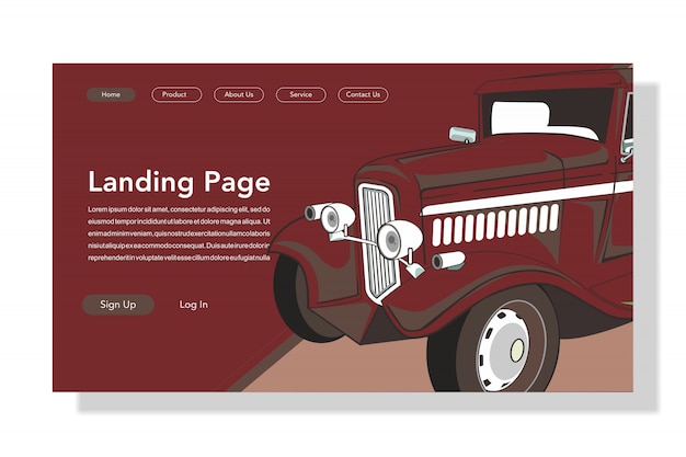 Vector modern flat style car landing page