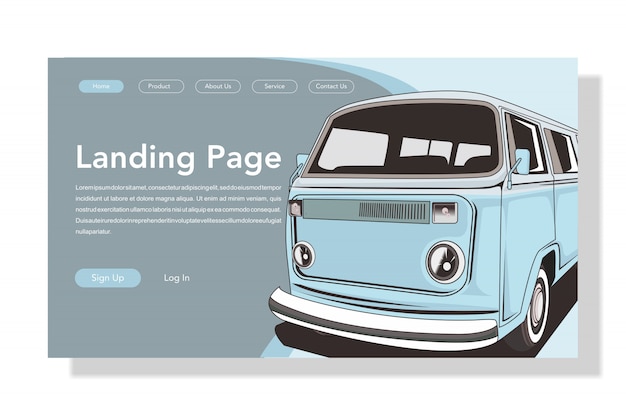 Vector modern flat style car landing page