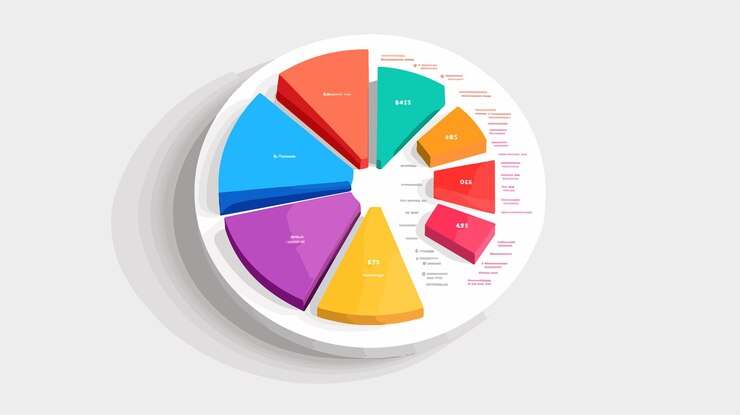 Vector modern flat style colorful 5part pie graph illustration