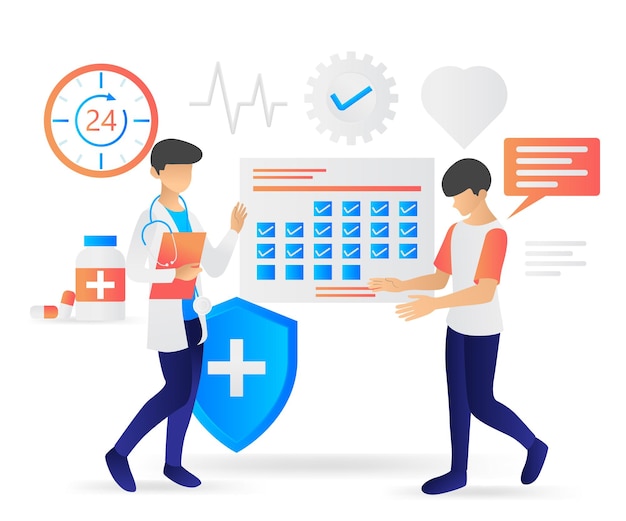 Современная плоская иллюстрация о 24-часовом здоровье каждый день