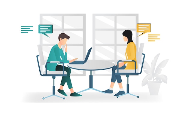 modern flat style illustration about job interview or business discussion