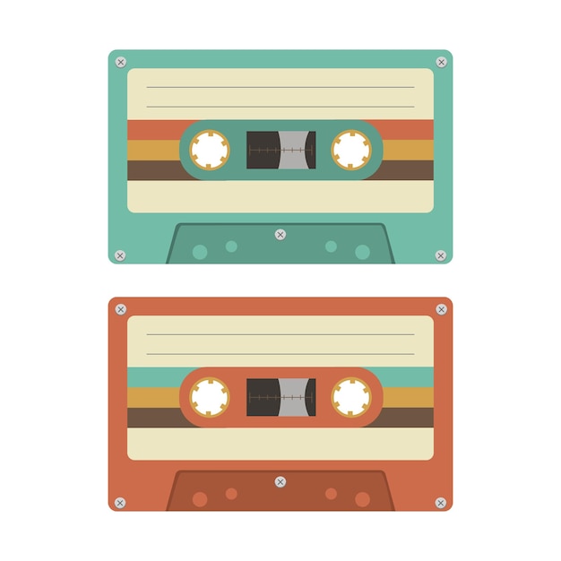 Modern flat style illustration with two retro cassette tapes