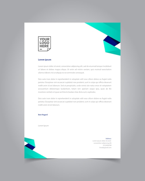 Modern flat style letterhead template design