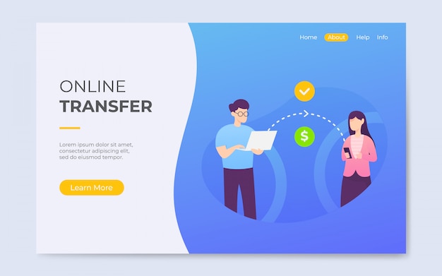 Modern flat style online transfer landing page illustration