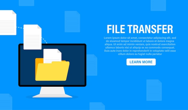 Modern flat template with file transfer on white