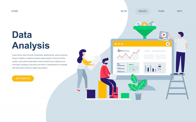 Modern flat web page design template of Data Analysis