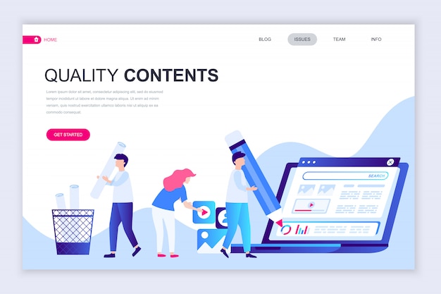 Modern flat web page design template of quality content