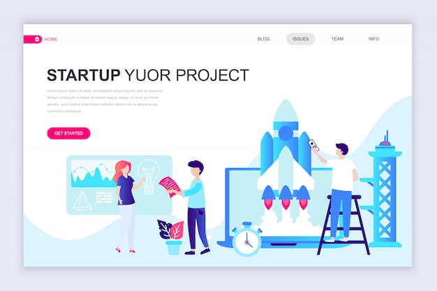 Vector modern flat web page design template of startup project