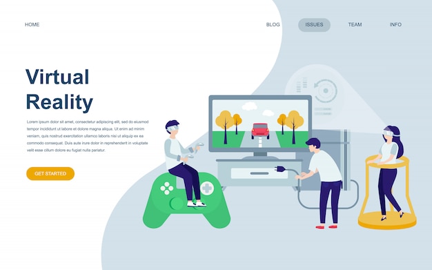 Modern flat web page design template of virtual reality