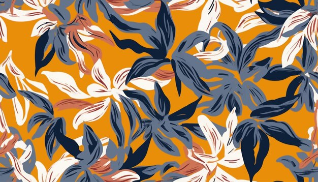 Modern floral exotic print collage artistic contemporary seamless pattern hand drawn style