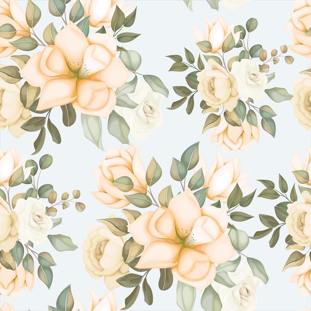 Modern floral seamless pattern with soft flowers