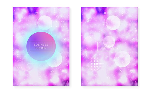 Vector modern fluid. hipster design. space banner. vibrant flyer. retro multicolor template. neon background. violet magic shape. trendy dots. purple modern fluid