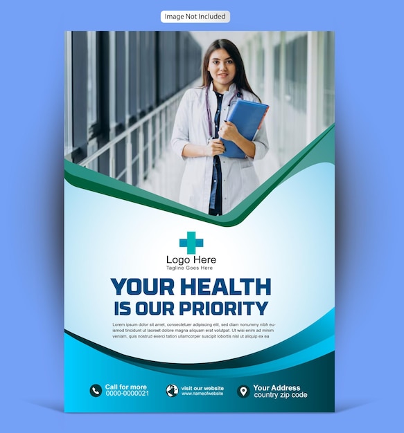 Modern flyer design template for medical