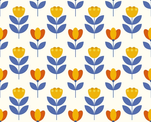 Modern folk floral pattern