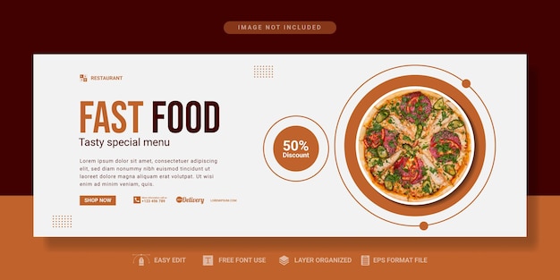 Vector modern food cover social media or horizontal web banner