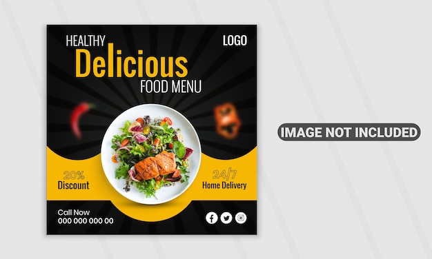 Vector modern food menu and restaurant social media banner template