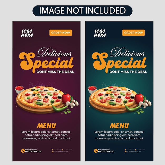 modern food roll up banner design template for restaurant and cafe business