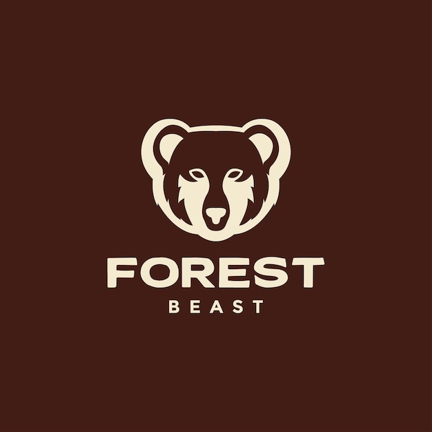 Design moderno del logo dell'orso della bestia della foresta