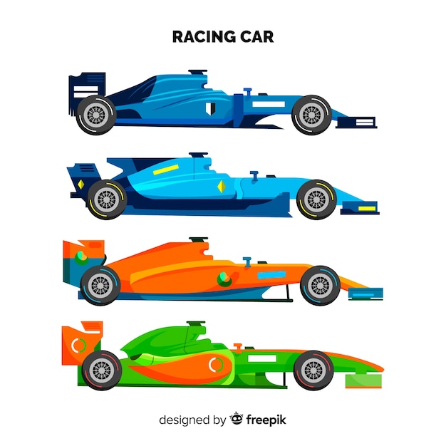 Collezione di auto da corsa di formula 1 moderna