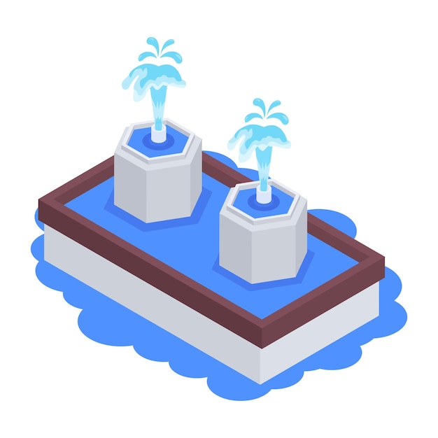 Vector modern fountains isometric icon