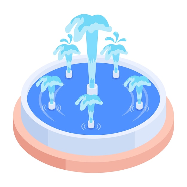 Vector modern fountains isometric icon