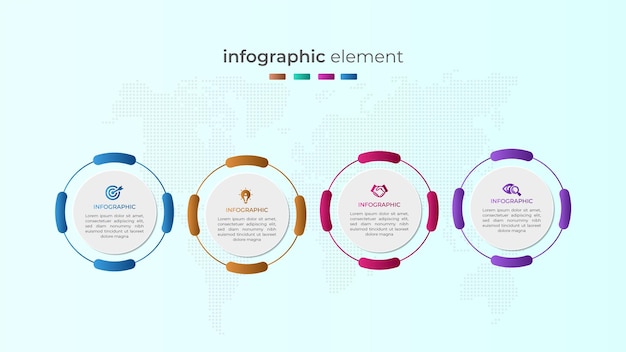 Вектор Современный четырехступенчатый круговой бизнес-инфографический дизайн