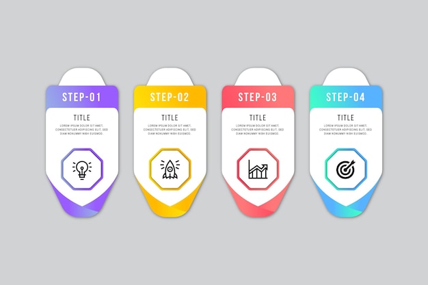 Современный шаблон дизайна инфографической презентации из четырех шагов