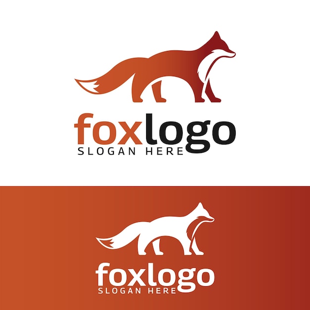 Modern Fox Silhouette in Orange Color Logo Design Template