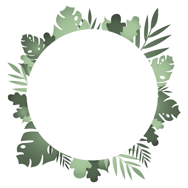 Modern frame with tropical leaves Summer vector design Circle floral jungle border