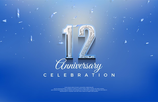 Modern and fresh 12th anniversary celebration design Premium vector background Premium vector background for greeting and celebration