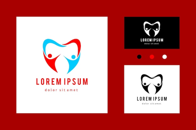 Modern Friendly Family Dental Clinic Logo Icon Vector Design Inspiration