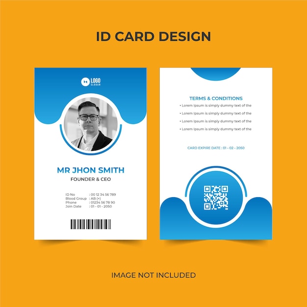 Modern front and back business office id card design template