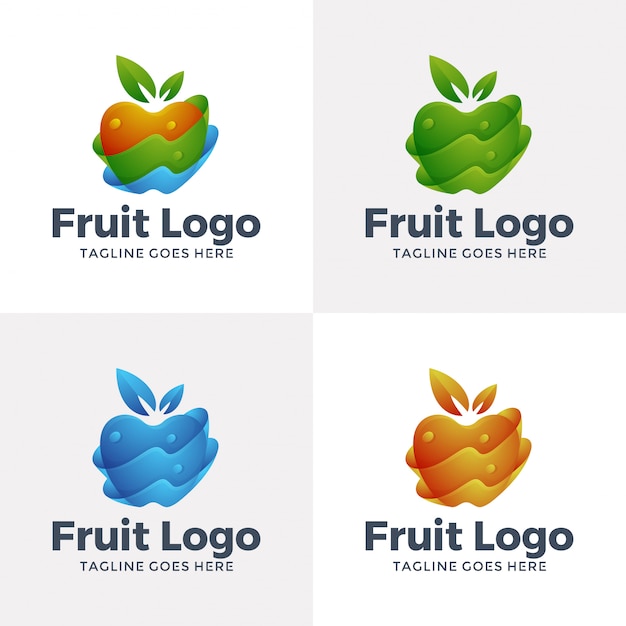 Vector modern fruitlogo ontwerp met optiekleur.