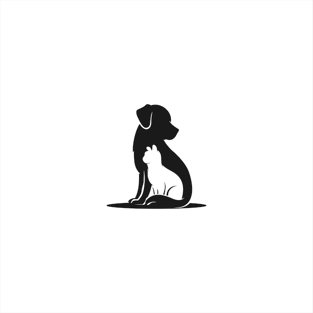 Modern fun illustration dog and cat silhouette