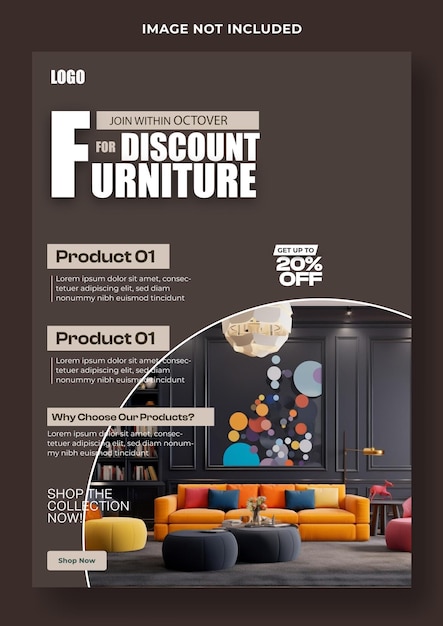 Vector modern furniture ads flyer template design