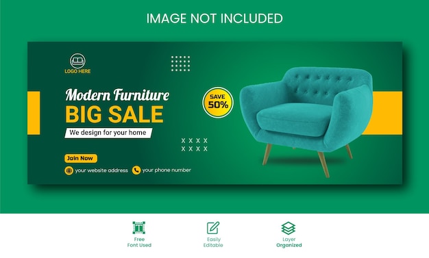 Modern furniture big sale promotional social media instagram cover 
or banner template design