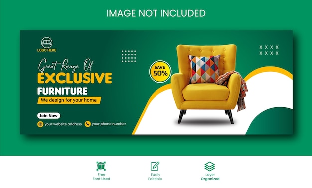 Modern furniture big sale promotional social media instagram cover
or banner template design