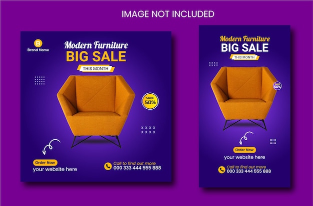 Modern furniture big sale promotional social media instagram post
or story template design