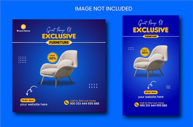 Vector modern furniture big sale promotional social media instagram post
or story template design