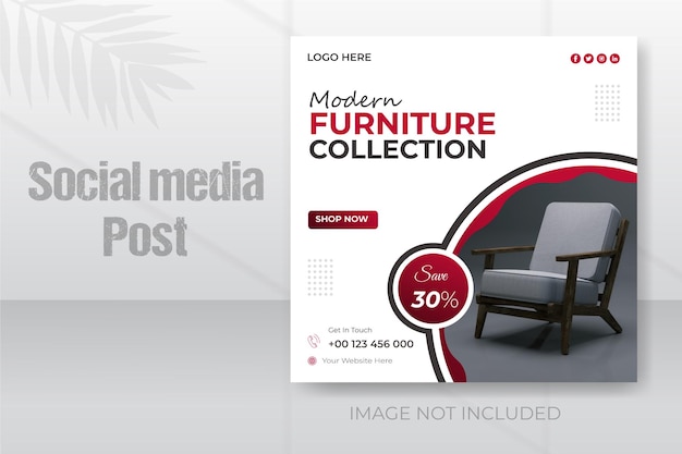 Дизайн шаблона поста в социальных сетях современной коллекции мебели для продажи