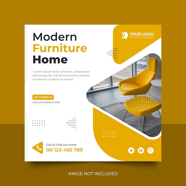 Modern furniture corporate social media post design template