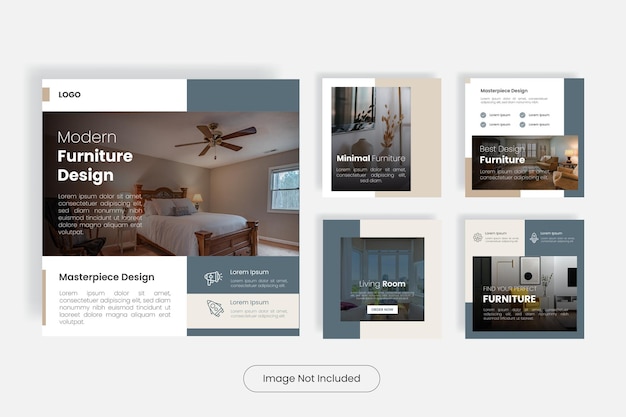 Modern furniture design social media post banner template set