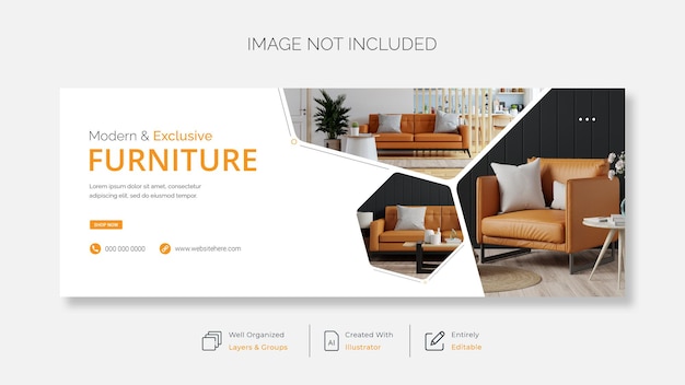 Vector modern furniture facebook cover page banner template