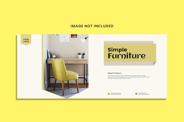 Modern furniture horizontal banner or facebook cover template Premium Vector